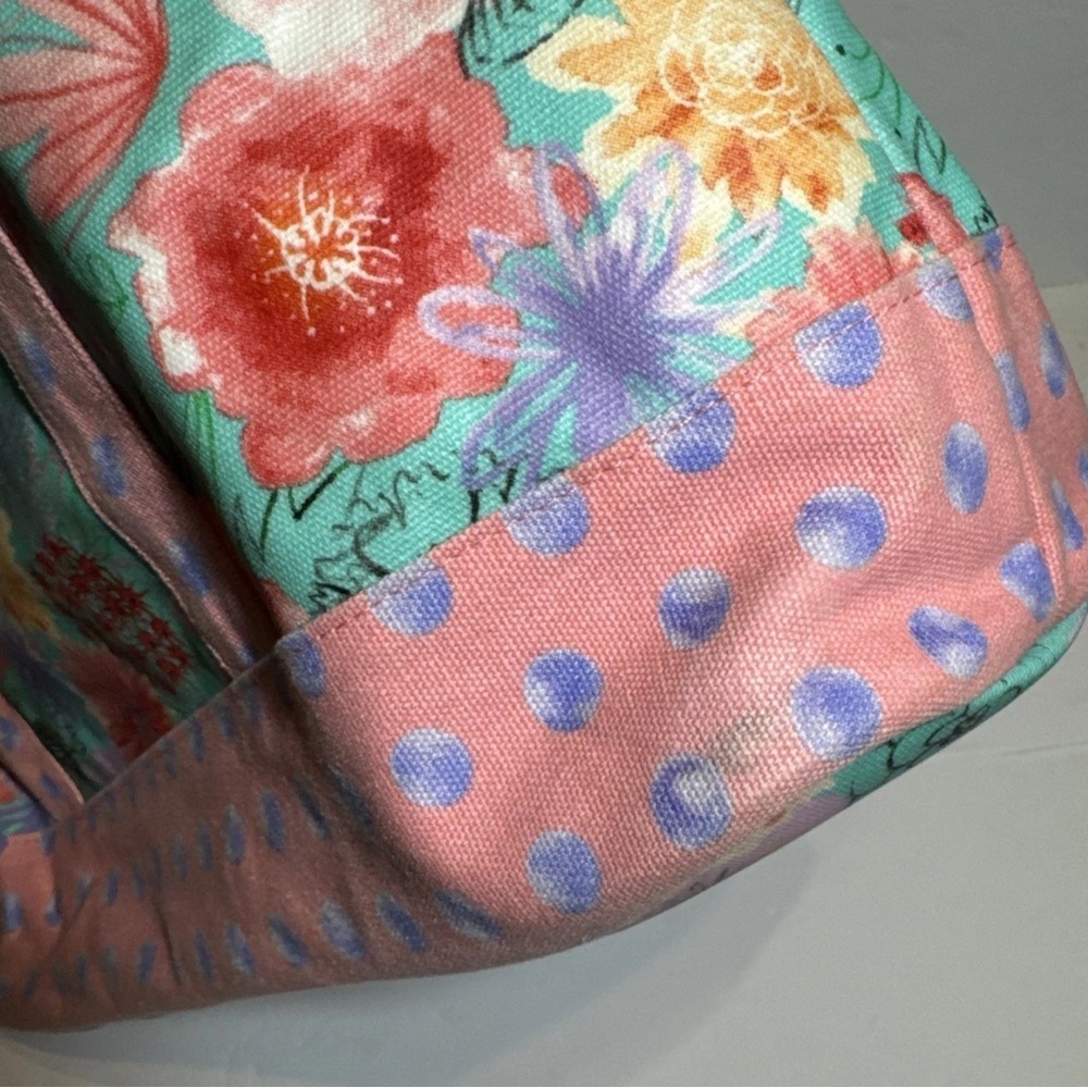 MATILDA JANE Relaxing Sunshine Pink Floral & Dots Oversize Tote Bag 19” Wide - Picture 14 of 16